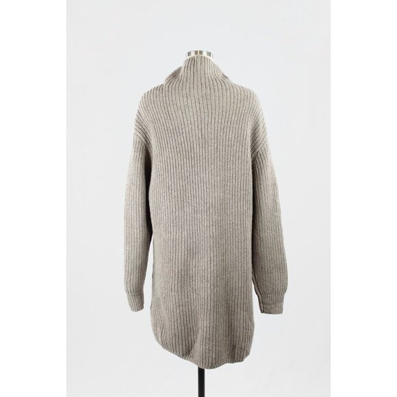 Aritzia WILFRED Montpellier Taupe Ribbed Mock Neck Mini Sweater Dress, Size S - Picture 3 of 16